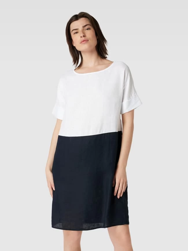 Christian Berg Woman Knielanges Kleid Aus Leinen In Kontrastfarben - Dunkelblau 6 Christian Berg Woman Knielanges Kleid Aus Leinen In Kontrastfarben - Dunkelblau – Bild 4
