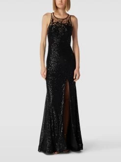 Unique Abendkleid Mit Paillettenbesatz - Schwarz