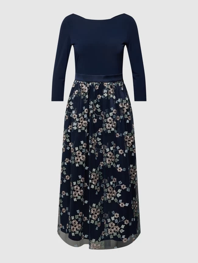 Christian Berg Cocktail Cocktailkleid Mit Floralen Stickereien - Marineblau Meliert 4 Christian Berg Cocktail Cocktailkleid Mit Floralen Stickereien - Marineblau Meliert – Bild 2