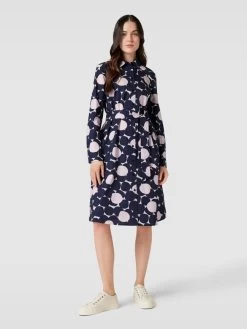 Christian Berg Woman Knielanges Kleid Mit Allover-Muster - Dunkelblau