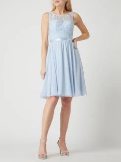 Luxuar Cocktailkleid Aus Floraler Spitze Und Chiffon - Hellblau