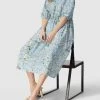 Marc O'Polo Denim Midikleid Mit Floralem Muster - Hellblau