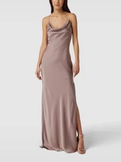 Unique Abendkleid Mit Wasserfall-Ausschnitt - Altrosa