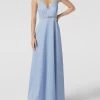 Jake*s Cocktail Abendkleid In Maxilänge Mit Strasssteinbesatz - Hellblau