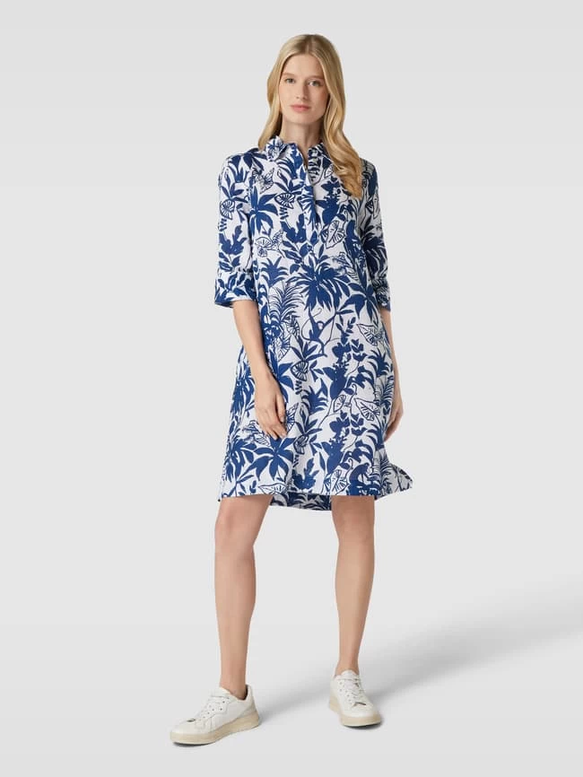 Christian Berg Woman Blusenkleid Aus Leinen Mit Allover-Print - Marineblau 3 Christian Berg Woman Blusenkleid Aus Leinen Mit Allover-Print - Marineblau