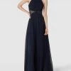 Jake*s Cocktail Abendkleid Mit Amerikanischem Ausschnitt - Marineblau Meliert