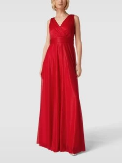 Christian Berg Cocktail Abendkleid In Wickel-Optik - Hellrot Meliert