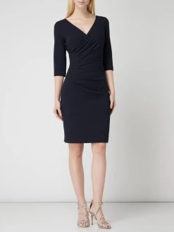 Paradi Cocktailkleid Aus Krepp Mit Drapierten Falten - Dunkelblau