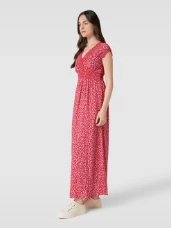 Apricot Maxikleid Aus Viskose Mit Allover-Muster - Rot
