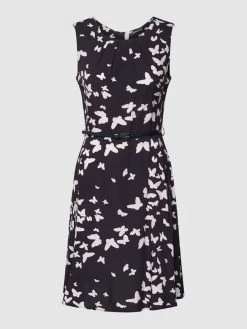 Montego Knielanges Kleid Aus Viskose Mit Taillengürtel - Marineblau