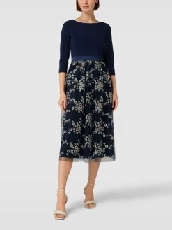 Christian Berg Cocktail Cocktailkleid Mit Floralen Stickereien - Marineblau Meliert