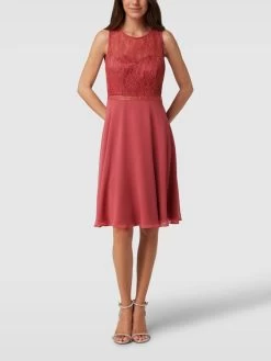 V.M. Kleid Mit Spitzenbesatz - Hellrot