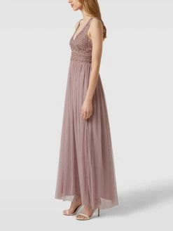 LACE & BEADS Abendkleid Mit Perlen- Und Ziersteinbesatz - Rosé