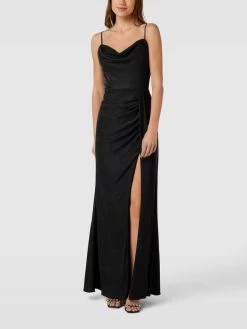Luxuar Abendkleid Mit Wasserfall-Ausschnitt - Schwarz
