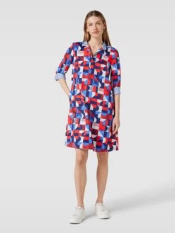 Christian Berg Woman Knielanges Hemdblusenkleid Aus Baumwolle Mit Allover-Print - Dunkelblau