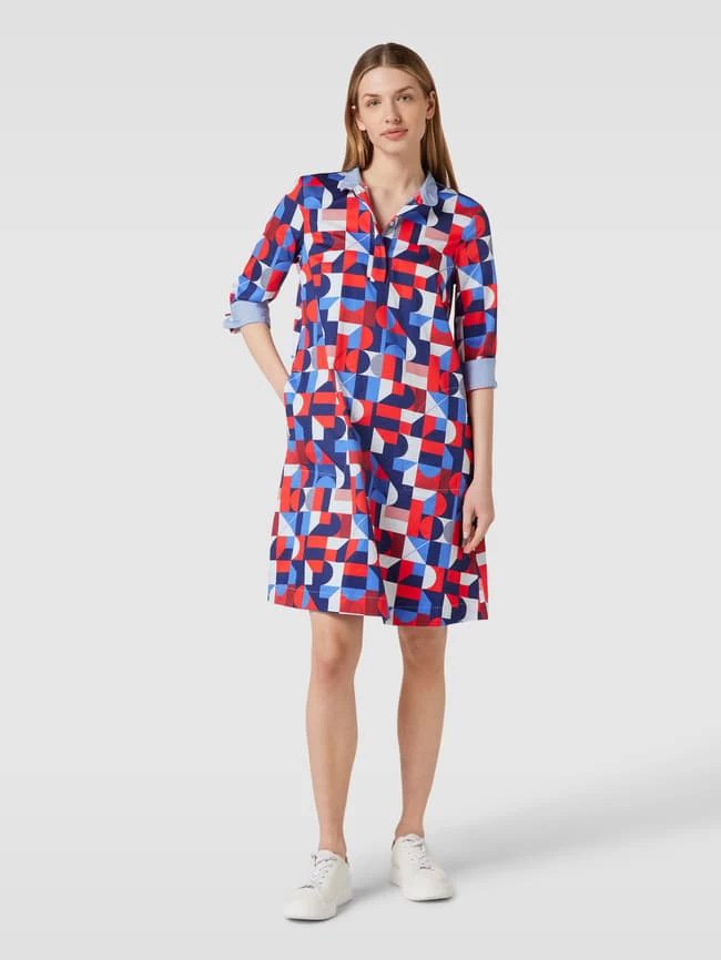 Christian Berg Woman Knielanges Hemdblusenkleid Aus Baumwolle Mit Allover-Print - Dunkelblau 3 Christian Berg Woman Knielanges Hemdblusenkleid Aus Baumwolle Mit Allover-Print - Dunkelblau