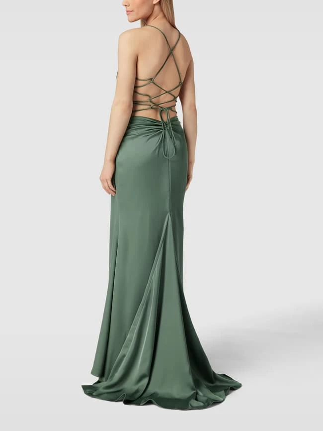 Mascara Abendkleid Aus Satin Mit Schnürung - Grün 7 Mascara Abendkleid Aus Satin Mit Schnürung - Grün – Bild 5