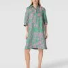 Christian Berg Woman Blusenkleid Aus Leinen Mit Allover-Print - Dunkelgrün