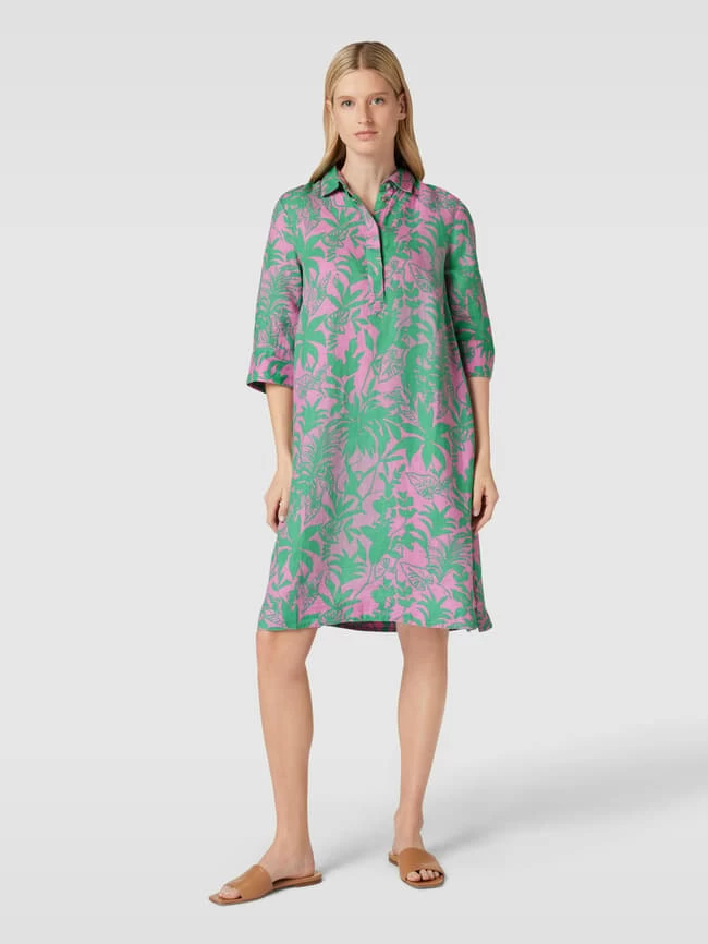 Christian Berg Woman Blusenkleid Aus Leinen Mit Allover-Print - Dunkelgrün 3 Christian Berg Woman Blusenkleid Aus Leinen Mit Allover-Print - Dunkelgrün