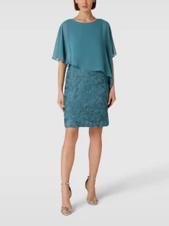 Christian Berg Cocktail Cocktailkleid Mit Cape - Smaragdgrün Meliert