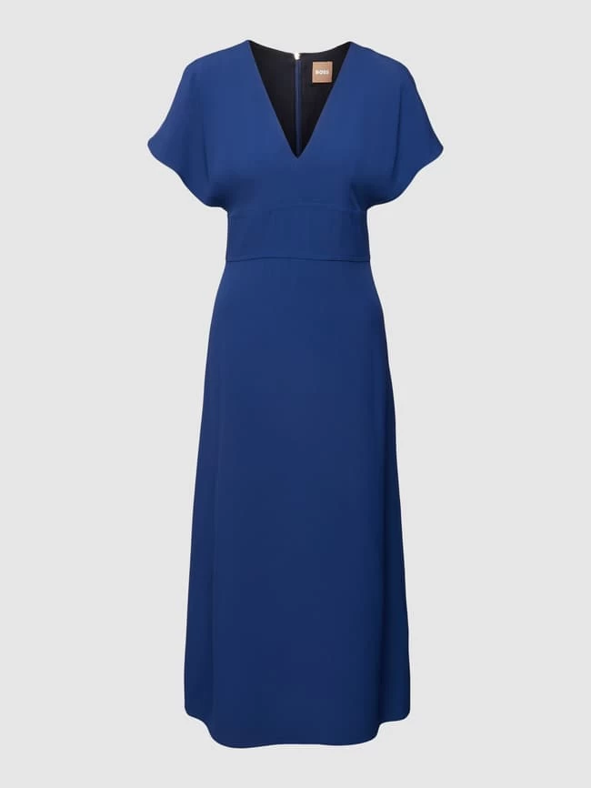 BOSS Midikleid Mit V-Ausschnitt Modell 'Dawinga' - Marineblau 4 BOSS Midikleid Mit V-Ausschnitt Modell 'Dawinga' - Marineblau – Bild 2