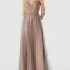 Unique Abendkleid Mit Paillettenbesatz - Sand