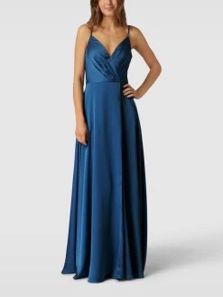 Luxuar Abendkleid In Wickel-Optik - Bleu