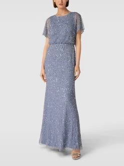 Christian Berg Cocktail Abendkleid Mit Paillettenbesatz - Blau