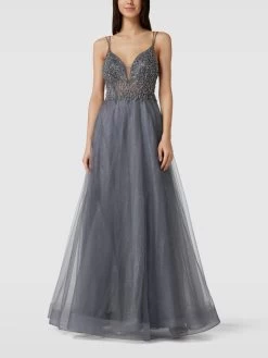 Unique Abendkleid Mit Effektgarn - Mittelgrau