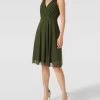TROYDEN COLLECTION Cocktailkleid In Wickel-Optik - Olivgrün