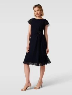 Christian Berg Cocktail Cocktailkleid Mit U-Boot-Ausschnitt - Marineblau Meliert