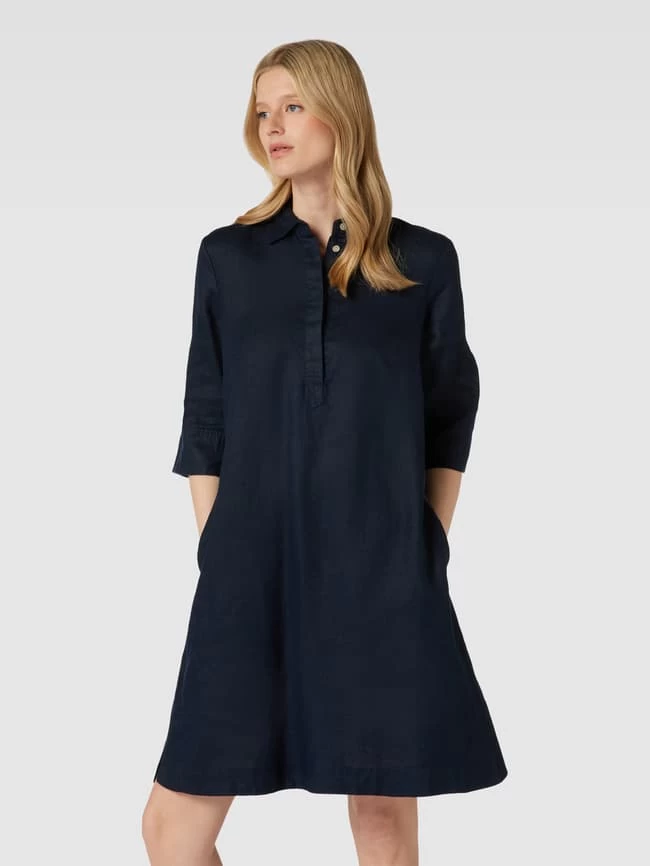 Christian Berg Woman Blusenkleid Aus Leinen Mit Umlegekragen - Marineblau 6 Christian Berg Woman Blusenkleid Aus Leinen Mit Umlegekragen - Marineblau – Bild 4