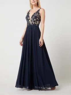 Luxuar Abendkleid Aus Spitze Und Chiffon - Dunkelblau
