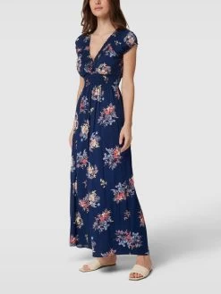 Apricot Maxikleid Mit Floralem Allover-Muster - Marineblau