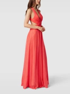 Luxuar Abendkleid In Schimmernder Optik - Koralle