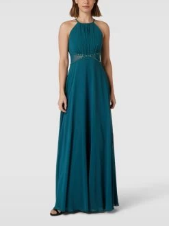 Jake*s Cocktail Abendkleid Mit Amerikanischem Ausschnitt - Dunkelgrün Meliert