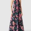 Jake*s Cocktail Abendkleid In Maxilänge Mit Floralem Allover-Muster - Marineblau Meliert
