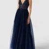 Mascara Abendkleid In Maxilänge Aus Tüll - Dunkelblau