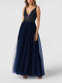 Mascara Abendkleid In Maxilänge Aus Tüll - Dunkelblau