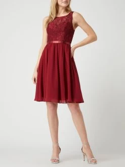 Luxuar Cocktailkleid Aus Floraler Spitze Und Chiffon - Bordeaux Rot