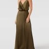 Unique Abendkleid Mit Spaghettiträgern - Khaki