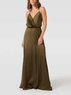 Unique Abendkleid Mit Spaghettiträgern - Khaki