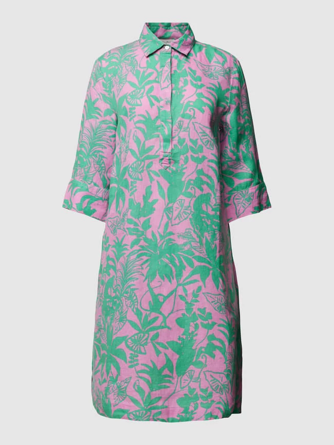 Christian Berg Woman Blusenkleid Aus Leinen Mit Allover-Print - Dunkelgrün 4 Christian Berg Woman Blusenkleid Aus Leinen Mit Allover-Print - Dunkelgrün – Bild 2