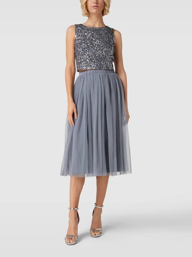 Jake*s Cocktail Midirock Mit Tüll - Mittelgrau Meliert 3 Jake*s Cocktail Midirock Mit Tüll - Mittelgrau Meliert