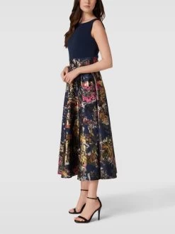 Christian Berg Cocktail Abendkleid Mit Floralem Muster - Marineblau Meliert
