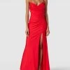 Luxuar Abendkleid Mit Wasserfall-Ausschnitt - Hellrot
