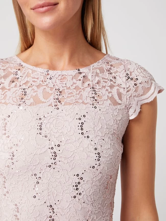 Swing Cocktailkleid Aus Floraler Spitze Und Chiffon - Rosa 5 Swing Cocktailkleid Aus Floraler Spitze Und Chiffon - Rosa – Bild 3