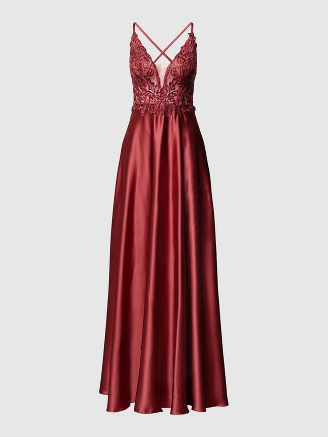 Luxuar Abendkleid Mit Zierbesatz - Rostrot 4 Luxuar Abendkleid Mit Zierbesatz - Rostrot – Bild 2