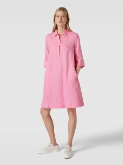 Christian Berg Woman Blusenkleid Aus Leinen Mit Umlegekragen - Pink