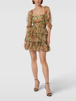 LACE & BEADS Cocktailkleid Mit Semitransparenten Ärmeln - Schilf